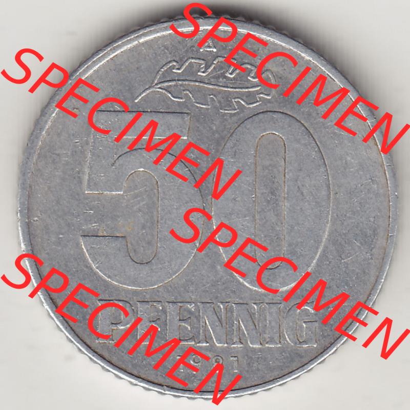 Münzen Deutschland DDR 1958-1990, A 50 Pfennig 1981-1 der DDR-Mark. Rückseite einer 50 Pfennig Münze / Umlaufmünze aus Deutschland der ehemaligen DDR in Europa als... Sammlung