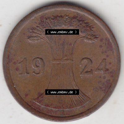 Münzen Deutschland 1918-1932 Weimarer Republik 1923-1936, 2 Reichspfennig A, 1924 (2) Sammlung
