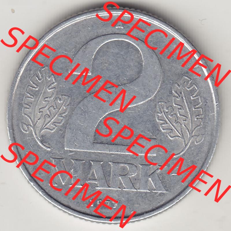Münzen Deutschland DDR 1972-1990, A 2 Mark 1977. Rückseite einer 2 Mark Münze / Umlaufmünze aus Deutschland der ehemaligen DDR in Europa als Digitales Bild / Bildmaterial... Sammlung