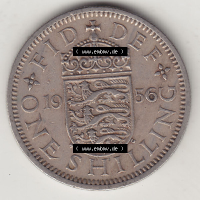 Münzen Großbritannien Eurovorläufer, Umlaufmünze vor Euroeinführung 1954-1970, 1 Schilling - Shilling, 1956 (Stück 1) Wappen... Sammlung