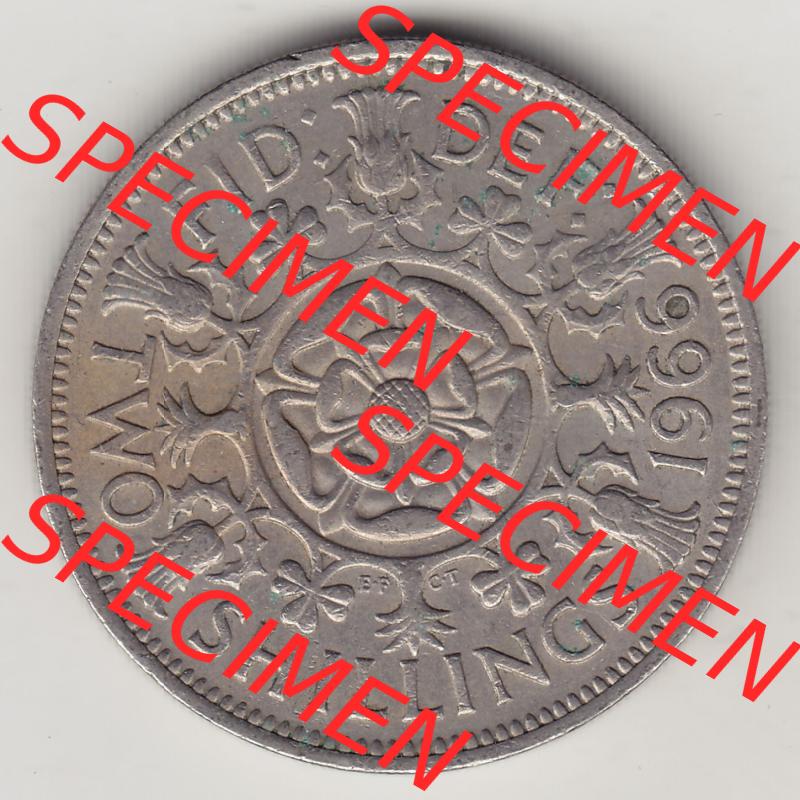 Münzen Großbritannien Eurovorläufer, Umlaufmünze vor Euroeinführung 1954-1970, 2 Schilling - Shillings 1966-2. Rückseite einer Münze aus Großbritannien... Sammlung