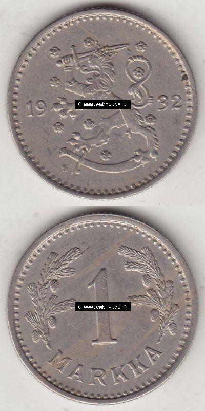 Alte Münzen Finnland, inoffizieller privater Kursmünzensatz / KMS - Zusammenstellung, mit Münze 1928-1940, 1 finnische Mark,... Sammlung