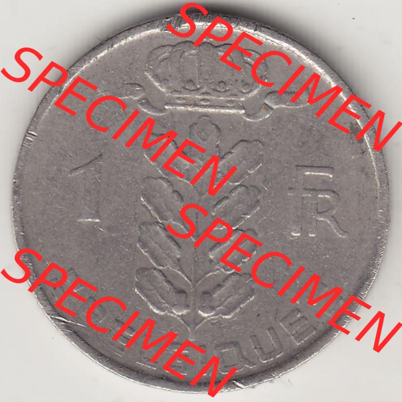 Münzen Belgien Eurovorläufer, Umlaufmünze vor Euroeinführung 1950-1988, 1 FR-Franken 1952 Belgique. Vorderseite einer Münze aus Europa als Digitales Bild /... Sammlung