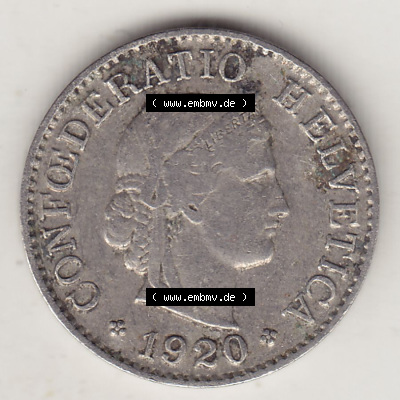 Münzen Schweiz Eurovorläufer, Umlaufmünze 1879-1980, 5 Rappen 1920 Helvetica (1) Sammlung