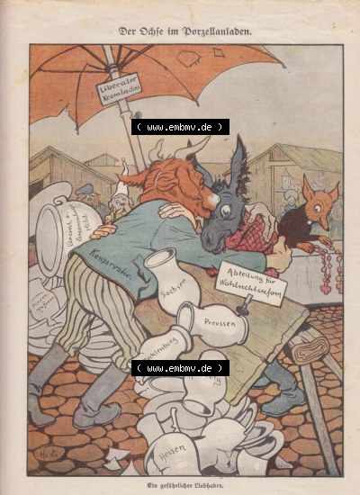 Der wahre Jacob 1908 Satire im deutschen Kaiserreich Nr. 561, 5688, Der Ochse im Porzellanladen (1) Sammlung