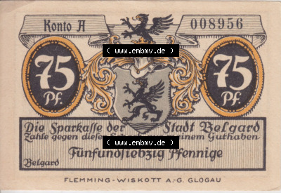 Notgeldscheine aus Belgrad Stadtansichten 75 Pfennig (1) Sammlung