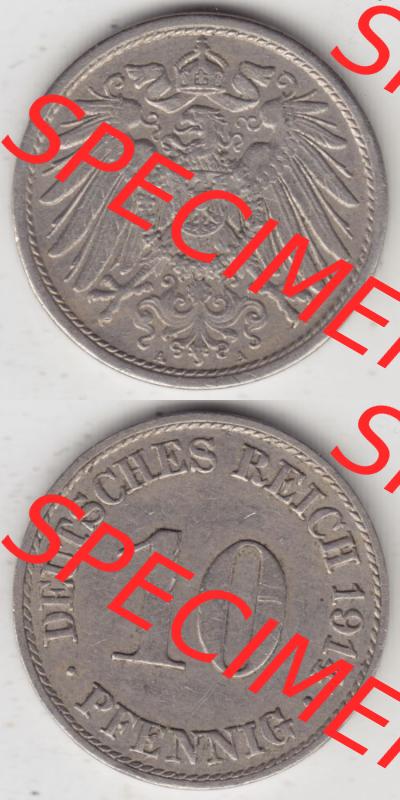 Münzen Deutschland 1871-1918 Kaiserreich 1890-1916, 10 Pfennig A, 1914 (4) Sammlung