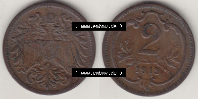 Münzen Österreich / Austria Eurovorläufer, Umlaufmünze vor Euroeinführung 1892-1915, 2 Heller 1913 (3) Sammlung