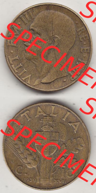 Münzen Italien / Italia Eurovorläufer, Umlaufmünze vor Euroeinführung 1939-1943, 10 Centesimi, Cent, Viktor Emanuel III. VITT EM III RE E IMP 1939-1.... Sammlung