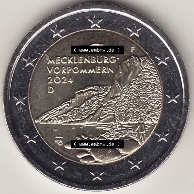 Münzen Euromünzen 2024, Deutschland 2 Euro Gedenkmünze 2024-2024, 2 Euro F Mecklenburg-Vorpommern - Königsstuhl. 2 Euro Gedenkmünze,... Sammlung