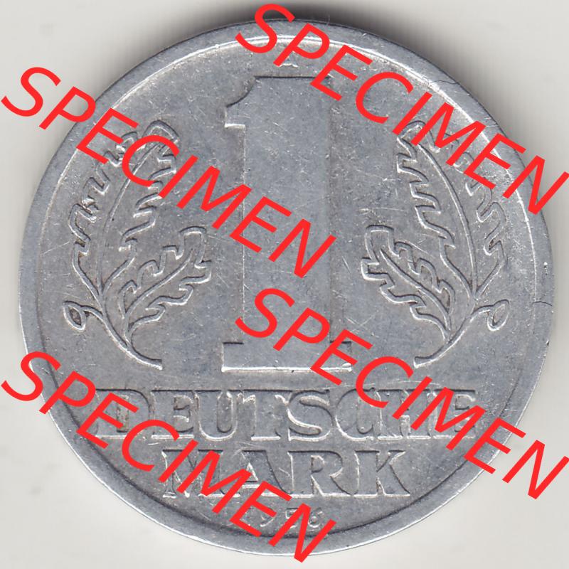 Münzen Deutschland DDR 1956-1963, A 1 Deutsche Mark 1956-1. Rückseite einer 1 Mark Münze / Umlaufmünze aus Deutschland der ehemaligen DDR in Europa als Digitales Bild... Sammlung