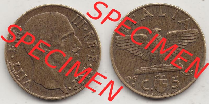 Münzen Italien / Italia Eurovorläufer, Umlaufmünze vor Euroeinführung 1939-1943, 5 Centesimi, Cent, Viktor Emanuel III. C.5 G ROMAGNOLI ITALIA... Sammlung