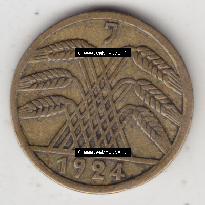 Münzen Deutschland 1918-1932 Weimarer Republik 1923-1924, 5 Rentenpfennig J, 1924 (2) Sammlung