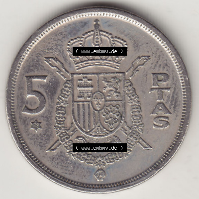 Münzen Spanien / España Eurovorläufer, Umlaufmünze vor Euroeinführung 1975-1980, 5 Peseten PTAS 1978, REY - König Juan Carlos... Sammlung