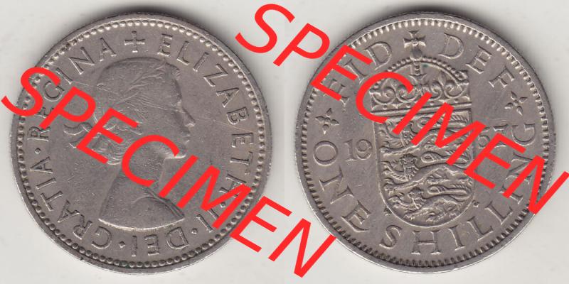Münzen Großbritannien Eurovorläufer, Umlaufmünze vor Euroeinführung 1954-1970, 1 Schilling - Shilling, 1957-2 Wappen mit drei Löwen. Vorderseite... Sammlung