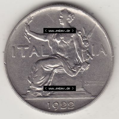 Münzen Italien / Italia Eurovorläufer, Umlaufmünze vor Euroeinführung 1922-1935, 1 Lire, Lira, A MOTTI INC G ROMAGNOLI ITALIA 1922-1. Vorderseite... Sammlung