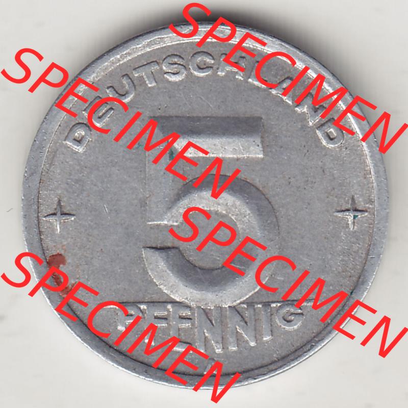 Münzen Deutschland DDR 1948-1950, A 5 Pfennig 1949-1. Rückseite einer Münze aus der ehemaligen DDR in Europa als Digitales Bild / Bildmaterial zum Herunterladen für... Sammlung