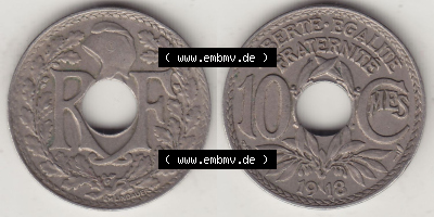 Münzen Frankreich Eurovorläufer, Umlaufmünze vor Euroeinführung 1917-1938, 10 Centimes, 10 CMES EGALITÉ FRATERNITÉ LIBERTÉ... Sammlung