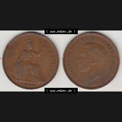 Münzen Großbritannien Eurovorläufer, Umlaufmünze vor Euroeinführung 1937-1948, 1 One Penny 1948 (3) Sammlung