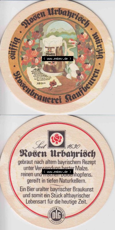 Bierdeckel 1978 Rosen Urbayrisch, süffig würzig (3) Sammlung