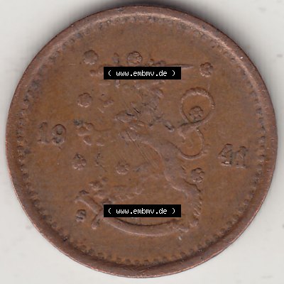 Alte Münzen Finnland, inoffizieller privater Kursmünzensatz / KMS - Zusammenstellung, mit Münze 1940-1943, 50 Penny, Penniä, Kupfer 1941-1.... Sammlung
