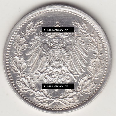Münzen Deutschland 1871-1918 Kaiserreich Silbermünze 1905-1919, 1/2 Mark A 1917. Vorderseite einer Münze aus dem deutschen... Sammlung