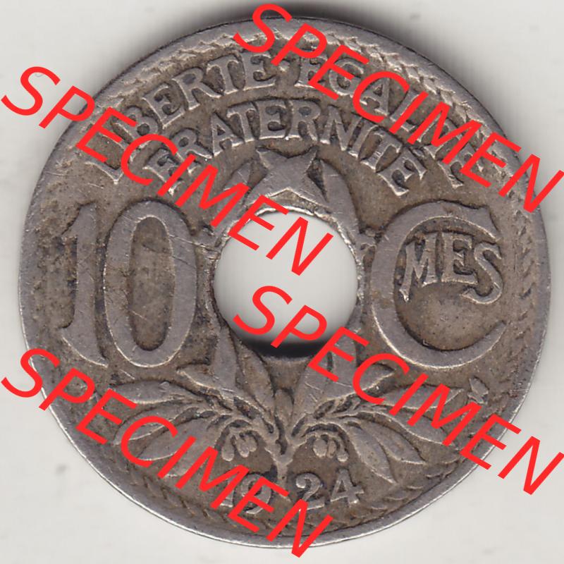 Münzen Frankreich Eurovorläufer, Umlaufmünze vor Euroeinführung 1917-1938, 10 Centimes, 10 CMES EGALITÉ FRATERNITÉ LIBERTÉ 1924-1. Rückseite... Sammlung