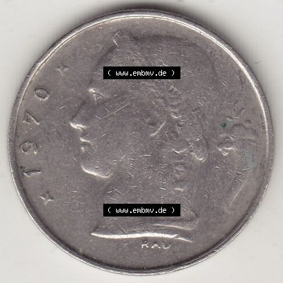 Münzen Belgien Eurovorläufer, Umlaufmünze vor Euroeinführung 1950-1988, 1 FR-Franken 1970 België. Rückseite einer Münze... Sammlung