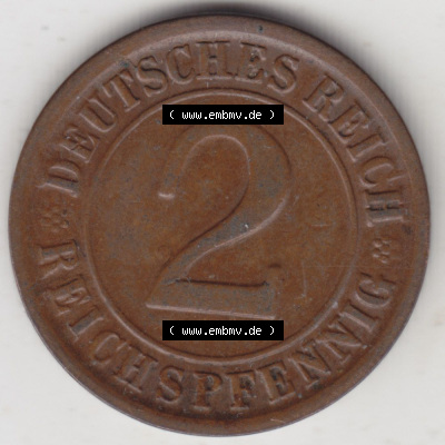 Münzen Deutschland 1918-1932 Weimarer Republik 1924-1936, 2 Reichspfennig A, 1925 (1) Sammlung