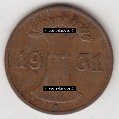 Münzen Deutschland 1918-1932 Weimarer Republik 1924-1938, 1 Reichspfennig E, 1931 (2) Sammlung