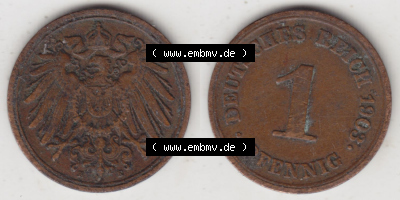 Münzen Deutschland 1871-1918 Kaiserreich 1890-1916, 1 Pfennig E, 1903 (3) Sammlung