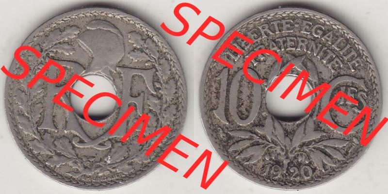 Münzen Frankreich Eurovorläufer, Umlaufmünze vor Euroeinführung 1917-1938, 10 Centimes, 10 CMES EGALITÉ FRATERNITÉ LIBERTÉ 1920-1. Rückseite... Sammlung