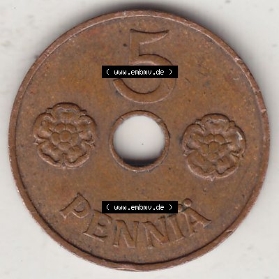 Alte Münzen Finnland, inoffizieller privater Kursmünzensatz / KMS - Zusammenstellung, mit Münze 1941-1943, 5 Penny, Penniä, Kupfer 1941-1. Rückseite... Sammlung