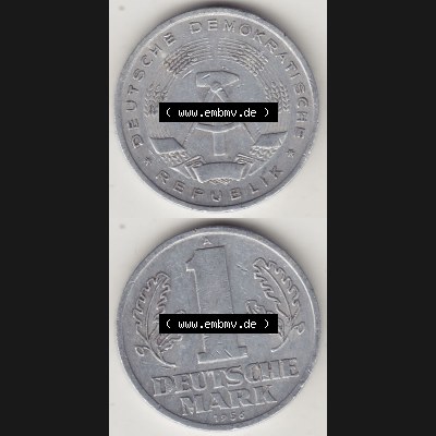 Münzen Deutschland DDR 1956-1963, A 1 Deutsche Mark 1956-2. Vorderseite und Rückseite Vertikal Untereinander, passend für Mobile-Geräte, einer 1 Mark Münze... Sammlung