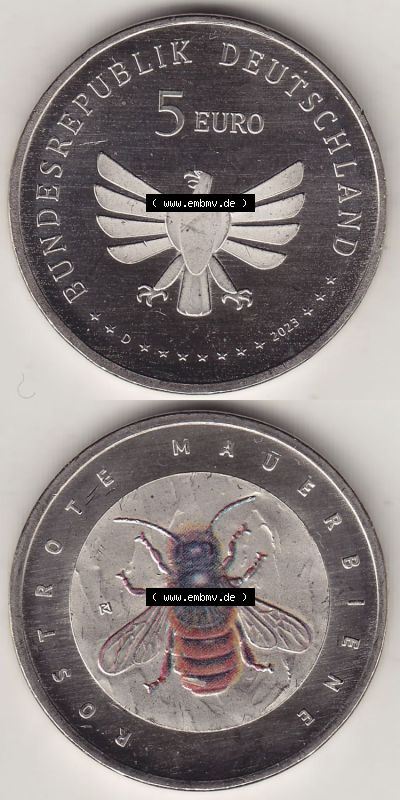 Münzen Deutschland 2023, 5 Euro-Sondermünzen, Sammlermünze aus der Serie „Wunderwelt der Insekten“-Insektenreich 2023-2023,... Sammlung