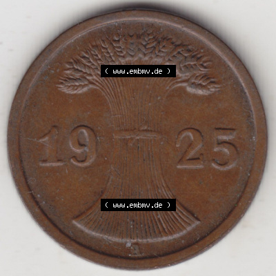 Münzen Deutschland 1918-1932 Weimarer Republik 1924-1936, 2 Reichspfennig A, 1925 (2) Sammlung