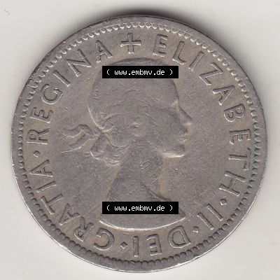 Münzen Großbritannien Eurovorläufer, Umlaufmünze vor Euroeinführung 1954-1970, 2 Schilling - Shillings 1956 (Stück 1). Vorderseite... Sammlung