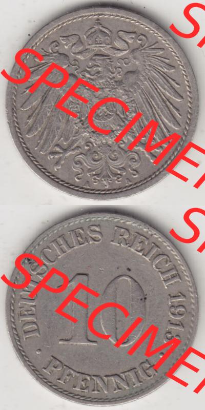 Münzen Deutschland 1871-1918 Kaiserreich 1890-1916, 10 Pfennig A, 1913 II (4) Sammlung