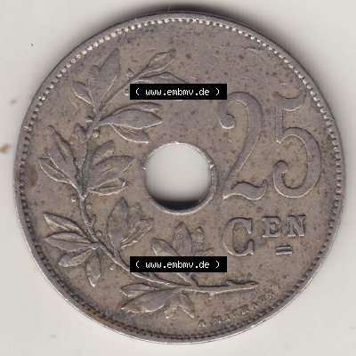 Münzen Belgien Eurovorläufer, Umlaufmünze vor Euroeinführung 1910-1929, 25 Centime - KONINKRIJK BELGIË 1921 (2) Sammlung
