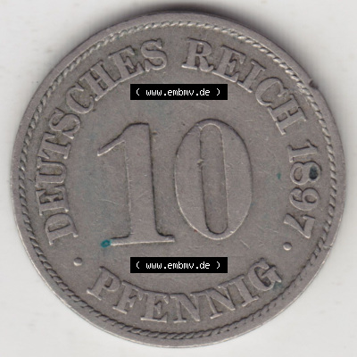 Münzen Deutschland 1871-1918 Kaiserreich 1890-1916, 10 Pfennig A, 1897 (1) Sammlung
