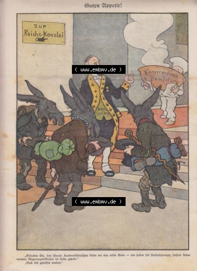 Der wahre Jacob 1908 Satire im deutschen Kaiserreich Nr. 562, 5700, Guten Appetit! Zur Reichs-Kanzlei, Konserativer Rumfutsch... Sammlung