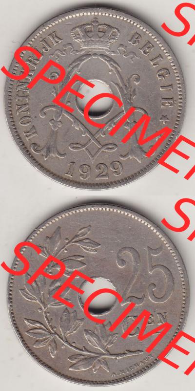 Münzen Belgien Eurovorläufer, Umlaufmünze vor Euroeinführung 1910-1929, 25 Centime - KONINKRIJK BELGIË 1929 (4) Sammlung