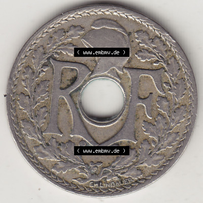 Münzen Frankreich Eurovorläufer, Umlaufmünze vor Euroeinführung 1917-1937, 25 Cmes, Centimes 1919 (Stück 1) LIBERTE EGALITE... Sammlung