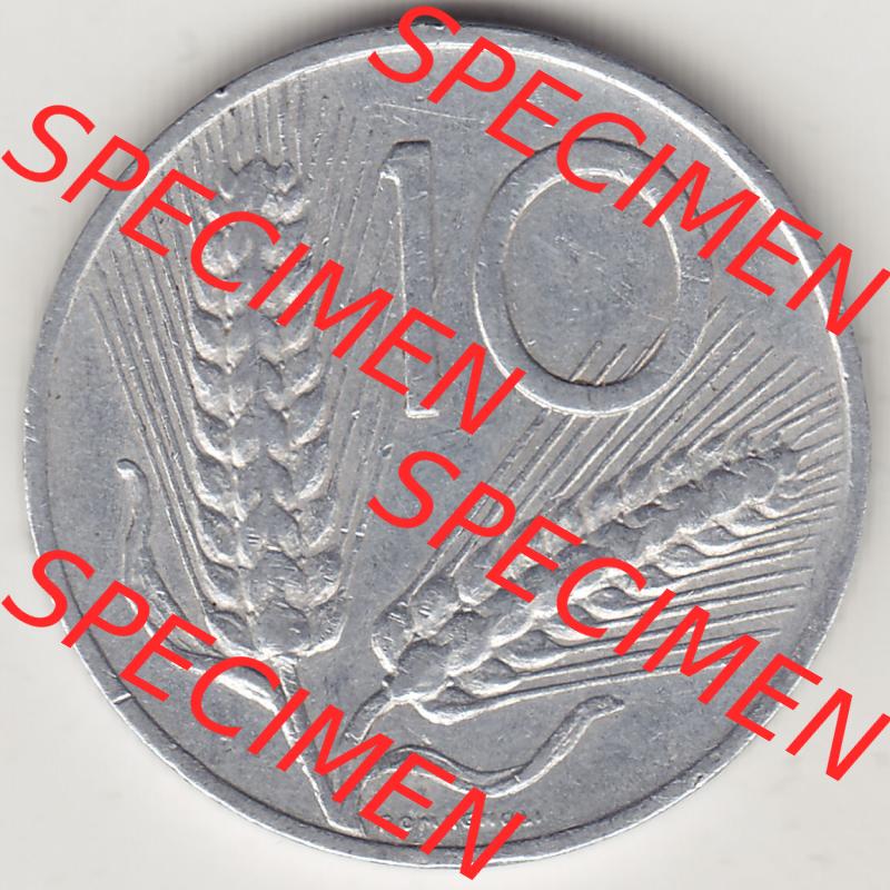 Münzen Italien / Italia Eurovorläufer, Umlaufmünze vor Euroeinführung 1951-2001, 10 Lire 1953-2. Rückseite einer Münze aus Europa als Digitales Bild... Sammlung