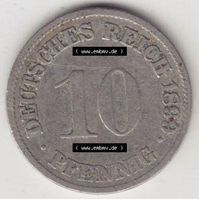 Münzen Deutschland 1871-1918 Kaiserreich 1890-1916, 10 Pfennig G, 1899 (1) Sammlung
