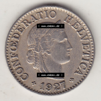 Münzen Schweiz Eurovorläufer, Umlaufmünze 1879-1980, 5 Rappen 1927 Helvetica (1) Sammlung