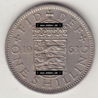Münzen Großbritannien Eurovorläufer, Umlaufmünze vor Euroeinführung 1954-1970, 1 Schilling - Shilling, 1963 (Stück 1) Wappen... Sammlung