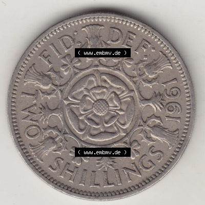Münzen Großbritannien Eurovorläufer, Umlaufmünze vor Euroeinführung 1954-1970, 2 Schilling - Shillings 1961 (Stück 3). Rückseite... Sammlung