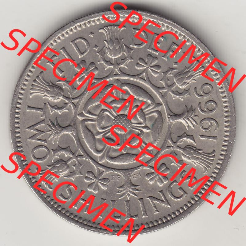 Münzen Großbritannien Eurovorläufer, Umlaufmünze vor Euroeinführung 1954-1970, 2 Schilling - Shillings 1966-1. Rückseite einer Münze aus Großbritannien... Sammlung