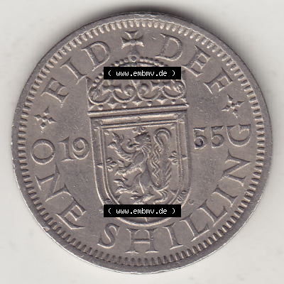 Münzen Großbritannien Eurovorläufer, Umlaufmünze vor Euroeinführung 1954-1970, 1 Schilling - One Shilling, 1955 (Stück 1)... Sammlung
